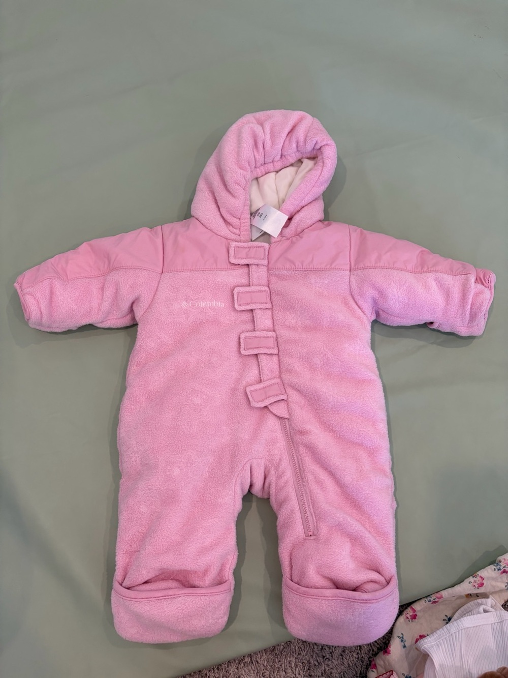 Columbia Pink Fleece Hooded Baby One-Piece